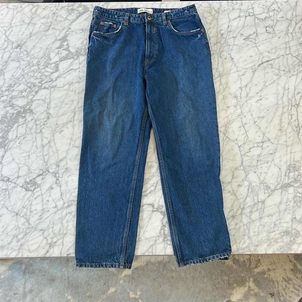 Zara HIGH-WAISTED The 90’s MOM FIT DENIM JEANS Sz 12 - Picture 1 of 8